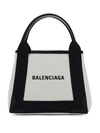 Balenciaga Md Navy Cabas Canvas Tote Bag