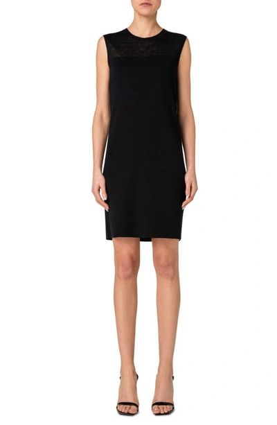 Akris Linen Blend Knit Sheath Dress In Black