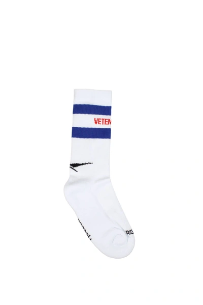 Vetements Socks Cotton White Blue Navy