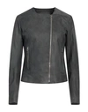 Masterpelle Woman Jacket Grey Size 10 Soft Leather
