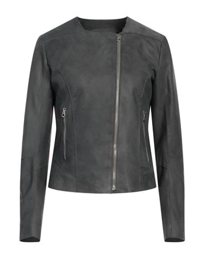 Masterpelle Woman Jacket Grey Size 10 Soft Leather