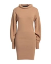 Federica Tosi Woman Mini Dress Camel Size 2 Virgin Wool, Cashmere In Beige