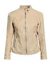 Masterpelle Woman Jacket Beige Size 4 Soft Leather In Beige