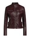 Masterpelle Woman Jacket Burgundy Size 12 Soft Leather In Red