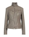 Masterpelle Woman Jacket Light Grey Size 12 Soft Leather