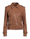 Masterpelle Woman Jacket Brown Size 10 Soft Leather