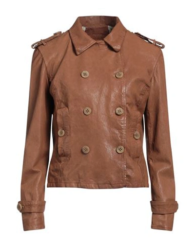 Masterpelle Woman Jacket Brown Size 10 Soft Leather In Brown