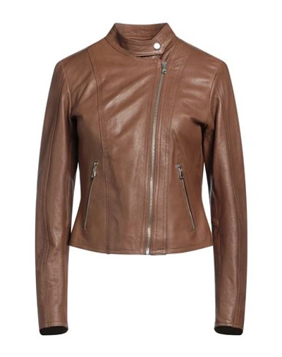 Masterpelle Woman Jacket Cocoa Size 4 Soft Leather In Brown