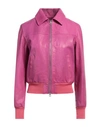 Masterpelle Woman Jacket Mauve Size 10 Soft Leather In Purple