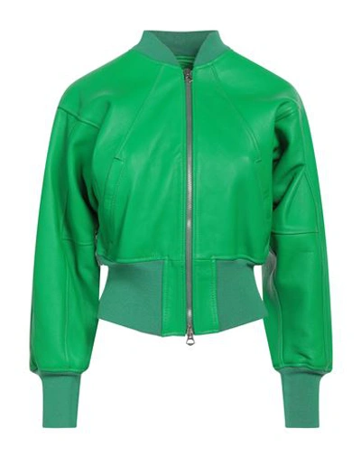Masterpelle Woman Jacket Green Size 10 Soft Leather
