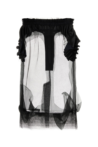 Maison Margiela Décortiqué Tulle Midi Skirt In Black