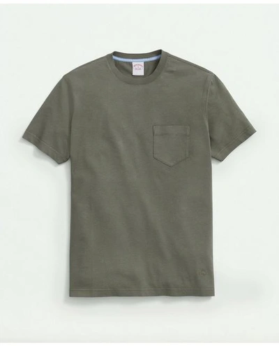 Brooks Brothers Washed Supima Cotton Pocket Crewneck T-shirt | Medium Green | Size Xl In Medium Green