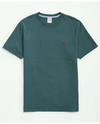 Brooks Brothers Washed Supima Cotton Logo Crewneck T-shirt | Dark Green | Size Small