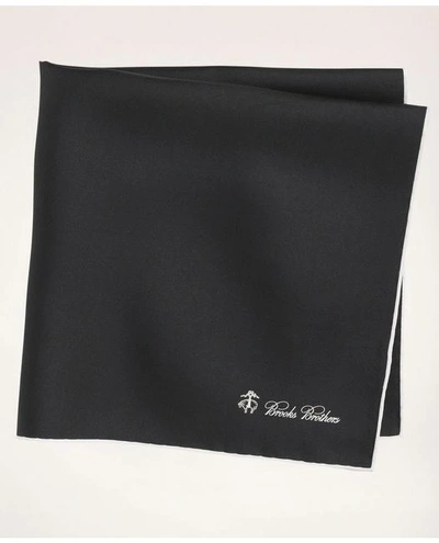 Brooks Brothers Silk Pocket Square In Black