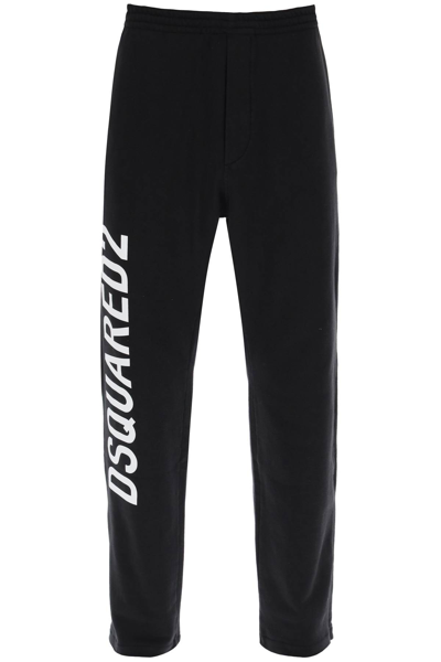 Dsquared2 Logo Cotton Track Pants In Black
