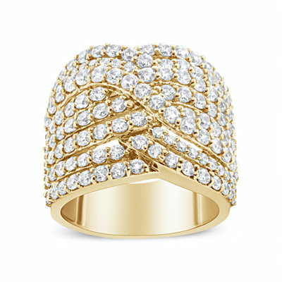 Haus Of Brilliance 10k Yellow Gold 3.0 Cttw Diamond Eight-row Bypass Crossover Statement Band Ring