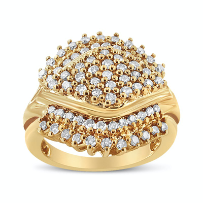 Haus Of Brilliance 10k Yellow Gold Plated .925 Sterling Silver 1.00 Cttw Diamond Cluster Ring