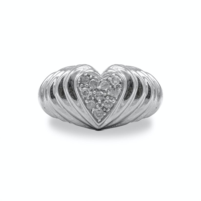 Haus Of Brilliance .925 Sterling Silver 1/6 Cttw Round Diamond "heartbeat" Heart Band Ring In Grey