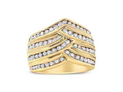 Haus Of Brilliance 10k Yellow Gold Plated .925 Sterling Silver 1 1/2 Cttw Diamond Channel Band