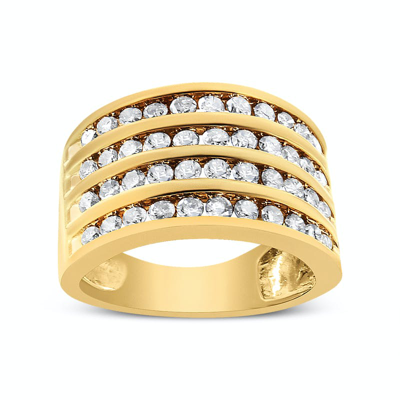 Haus Of Brilliance 10k Yellow Gold Plated .925 Sterling Silver 1 1/2 Cttw Diamond 4 Row Channel Band Ring