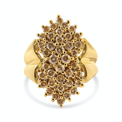 Haus Of Brilliance 14k Yellow Gold Plated .925 Sterling Silver 1 1/2 Cttw Diamond Cluster Ring (champagne Color, I2-i3