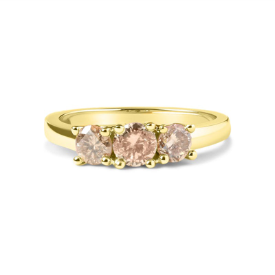 Haus Of Brilliance 10k Yellow Gold 1.00 Cttw Champagne Diamond 3-stone Band Ring (j-k Color, I1-i2 Clarity)