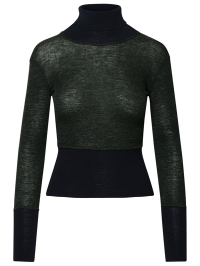 Thom Browne Panelled Turtle Neck Jumper In Green