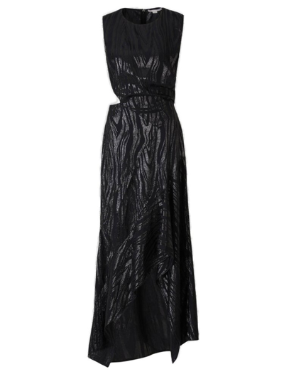 Stella Mccartney Woodgrain Print Lurex Maxi Dress In Black