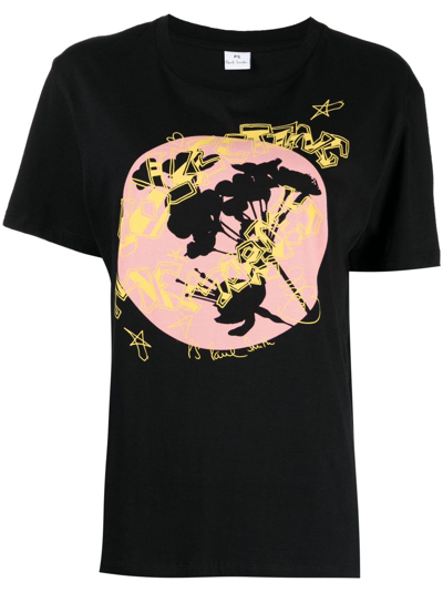 Ps By Paul Smith Graphic-print Cotton T-shirt In Black