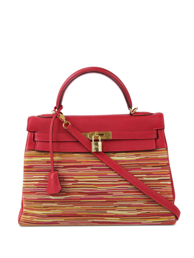 Pre-owned Hermes 2003  Vibrato Kelly Retourne 32 Two-way Handbag In Red