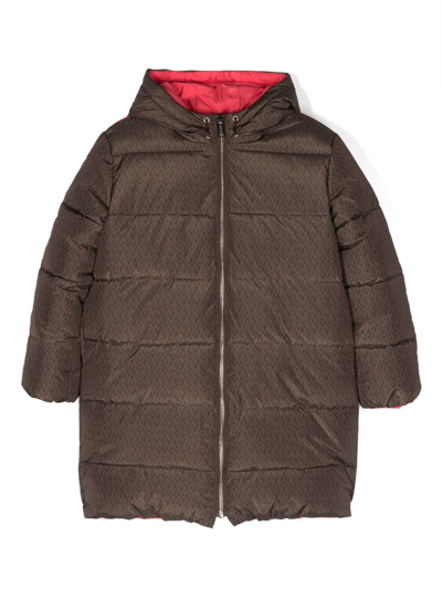 Michael Kors Kids' Reversible Zipped Padded Jacket In Brown