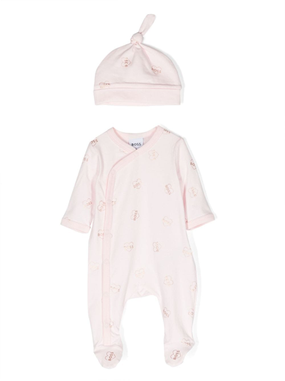 Bosswear Babies' Logo-print Cotton Pyjama Set In Pink