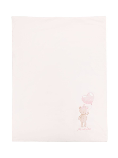 Monnalisa Teddy Bear-print Cotton Blanket In Pink