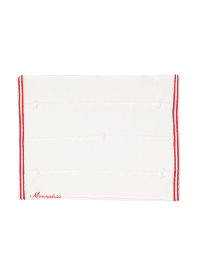 Monnalisa Logo-embroidered Knitted Blanket In White