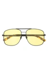 Pared Uptown & Downtown 57.5mm Aviator Sunglasses In Matte Black Solid Yellow