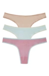 On Gossamer Hip G Thongs, Set Of 3 In Champagne Clearwater