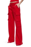Alice And Olivia Hayes Mid-rise Wide-leg Cargo Pants In Dark Red