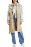 Blanknyc Double Breasted Twill Denim Trench Coat In First Row