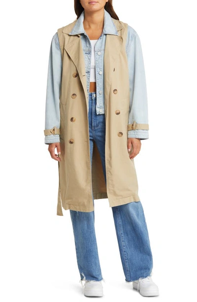 Blanknyc Denim & Twill Trench Coat In First Row