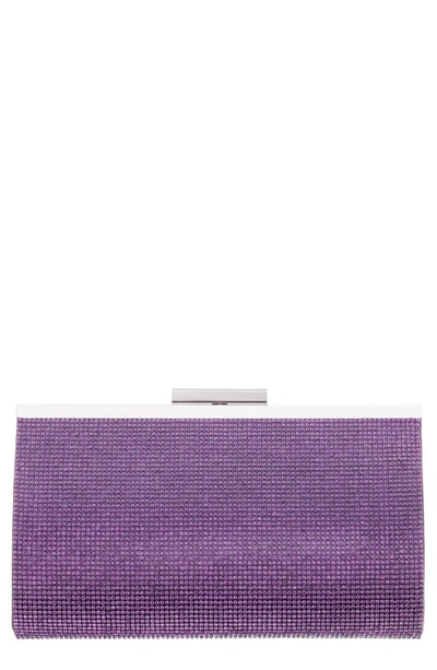 Nina Crystal Frame Clutch In Dark Lavender