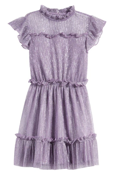 Bcbg Kids' Metallic Ruffle Sequin Party Dress In Lavender