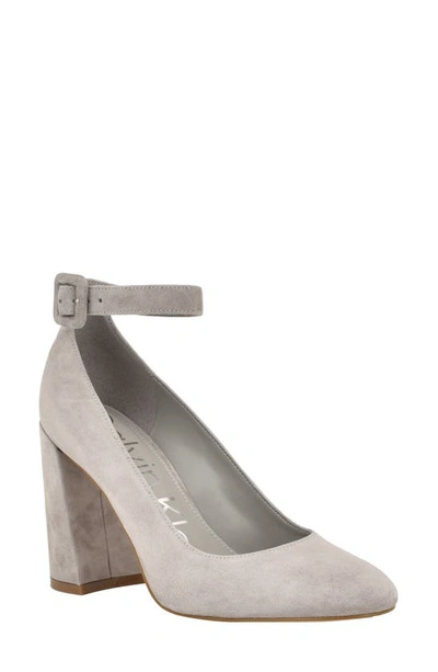 Calvin Klein Women's Fionna Ankle Strap Block Heel Pumps In Gray Suede