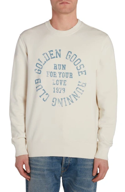 Golden Goose Journey Running Club Distressed Graphic Sweatshirt In White