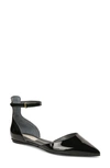 Franco Sarto Racer-flat Ankle Strap Flats In Black Faux Patent
