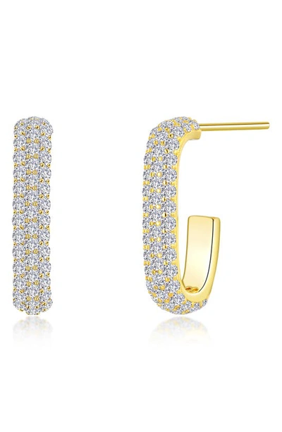 Lafonn Simulated Diamond Paper Clip Hoop Earrings In Gold