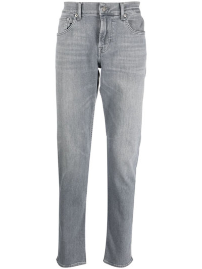 7 For All Mankind Skinny Tapered Jeans In Grey
