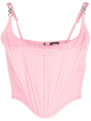Versace Corseted Wool Bustier Top In Pink