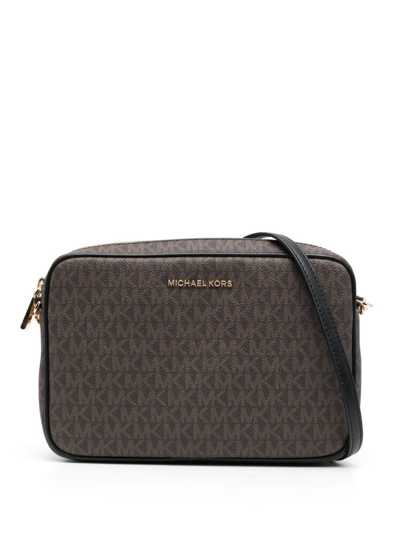 Michael Michael Kors Jet Set Monogram-print Crossbody Bag In Brown