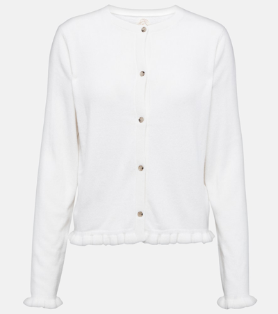 Jardin Des Orangers Ruffled Cashmere And Wool Cardigan In White