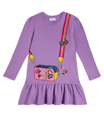 Marc Jacobs Kids' Printed Cotton Jersey Dress In Violet